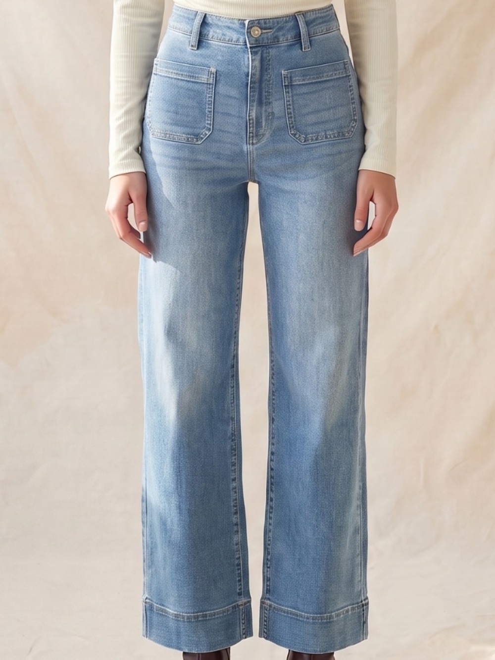306 - Light Wash Wide Leg Denim